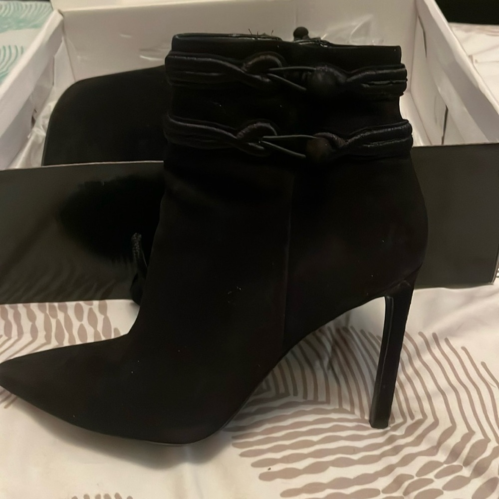 Nine West Gorgeous 4 inch high black suede bootie
